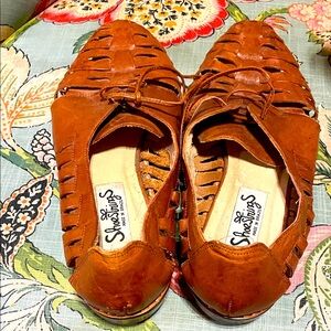 Brazilian “ShoeStrings” Women's Brown Leather Shoes, Size 8.5M